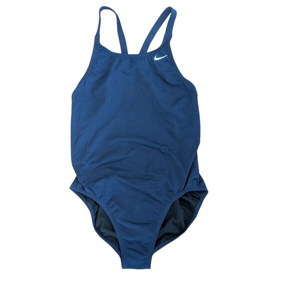 Nike HydraStrong Solid Fastback One Piece Swimsuit Navy Size 14 - Picture 4 of 7